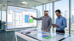How to reduce estimation errors in construction bidding: project manager and QS reviewing digital takeoff software with BOQ and measurements