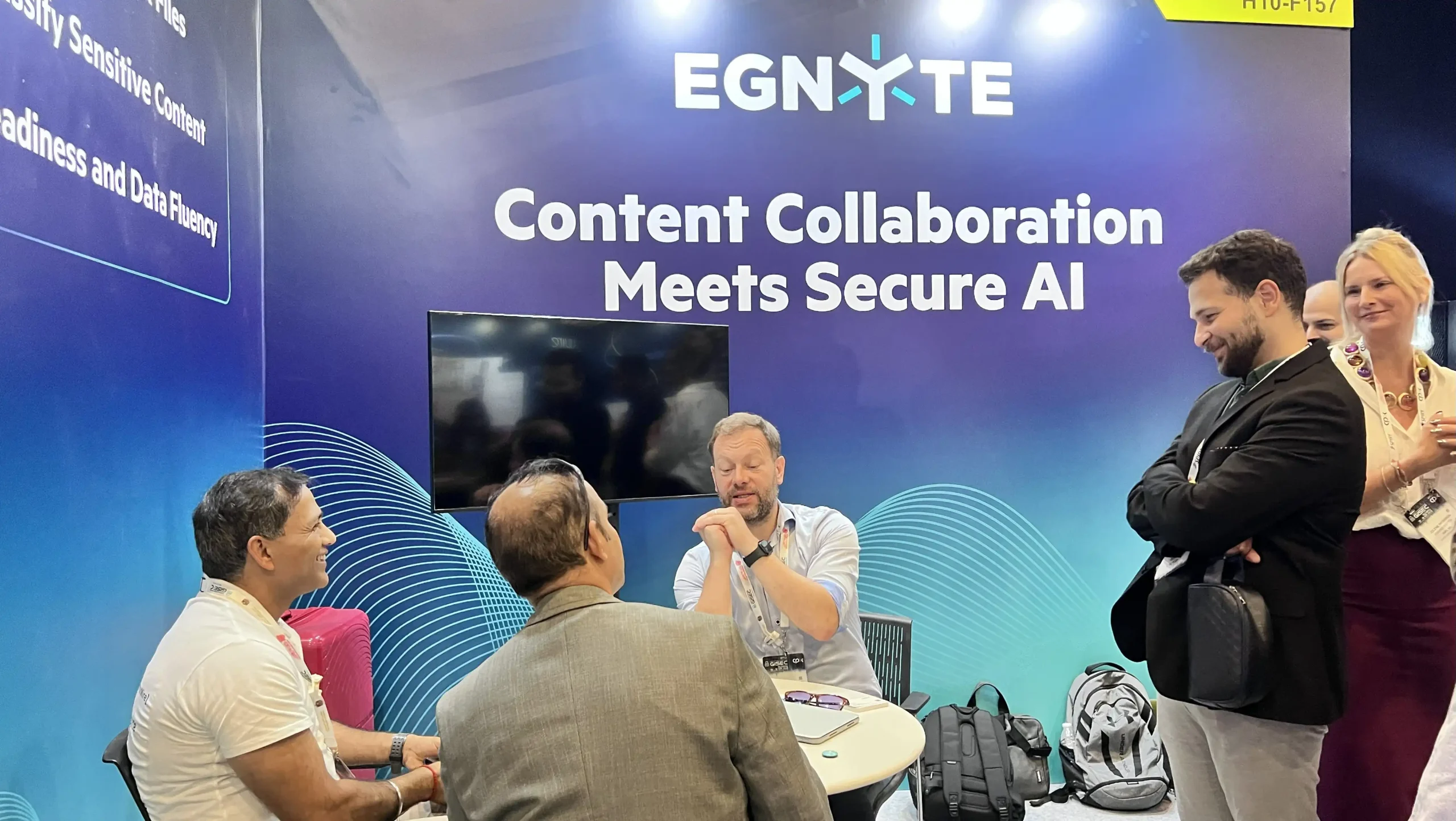 GFT and Egnyte discussing construction content security at the GISEC Global 2026 booth