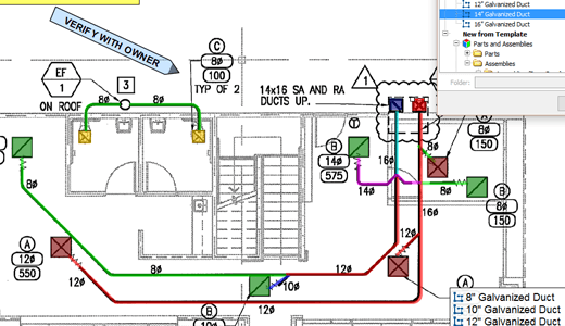 PlanSwift digital takeoff screen used to count items and measure runs for MEP quantity takeoff