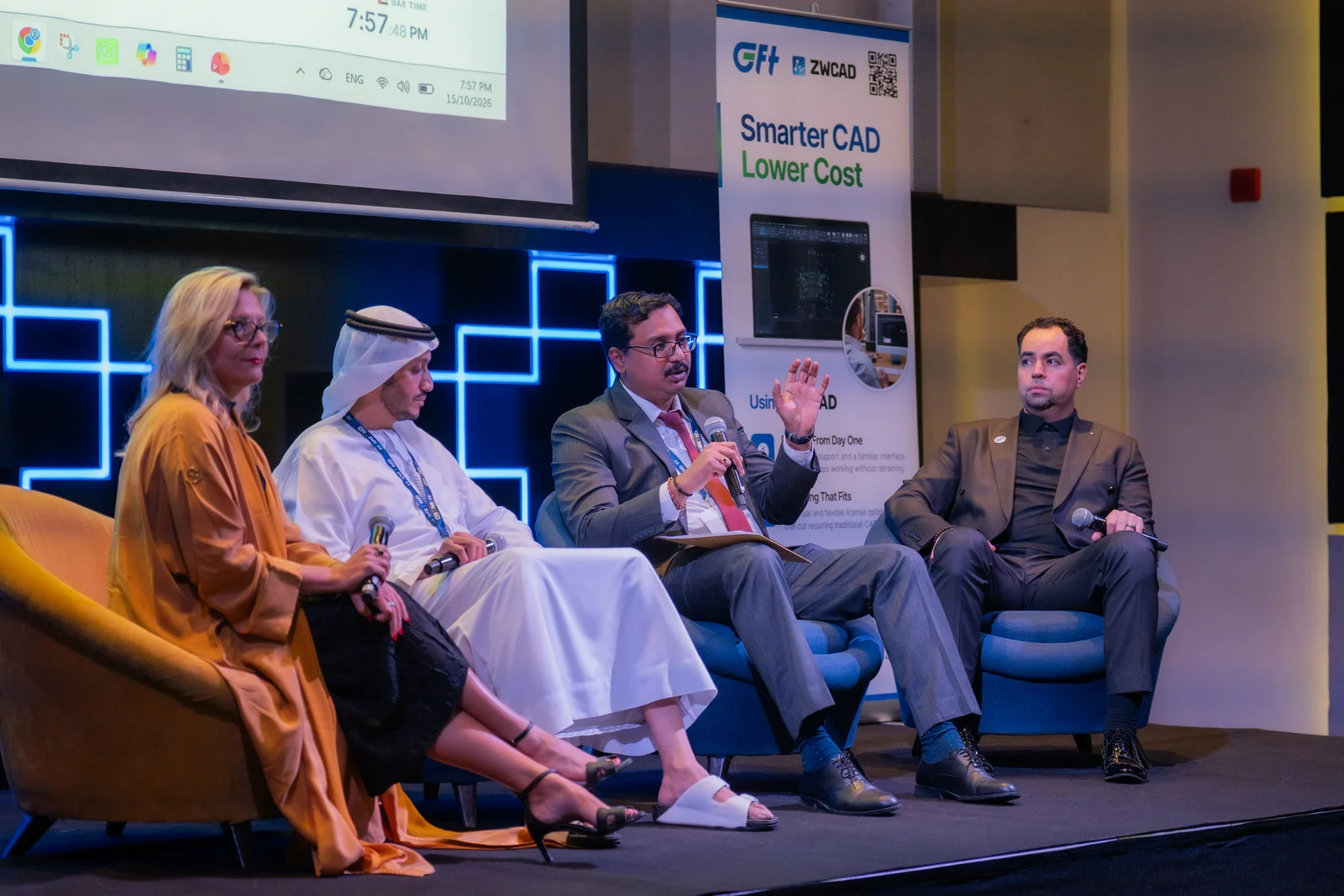 Industry panel discussing CAD license management at the GFT CAD Connect Forum in Dubai