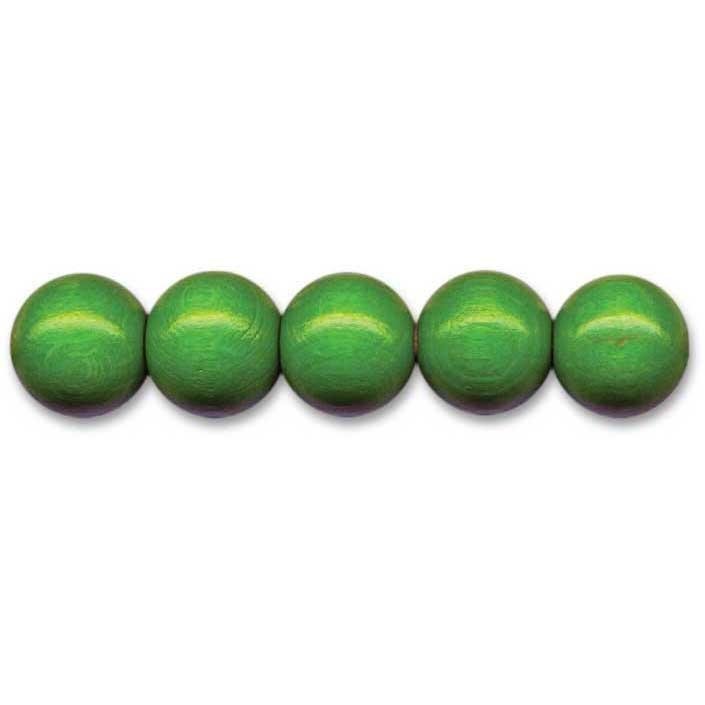 Groene houten kralen 8 mm — 85 stuks