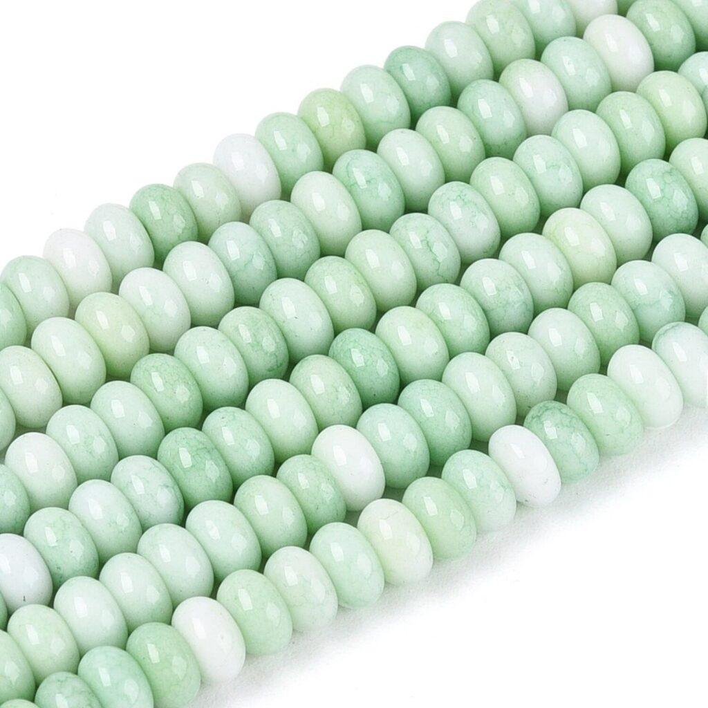 Groene ombre rondelle glaskralen 4–4,5 × 2,5 mm — circa 130 stuks