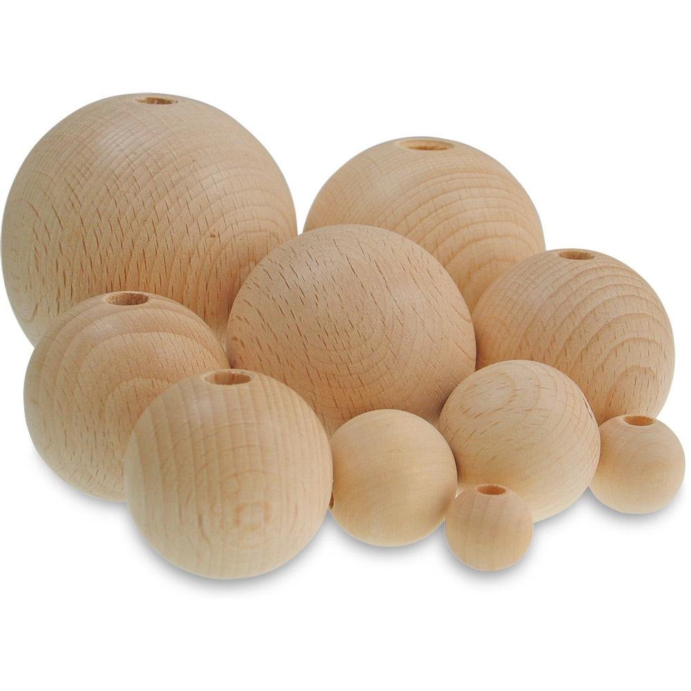 Houten kraal half ingeboord 15 mm — beukenhout