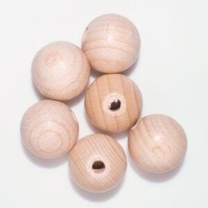 Houten kralen van beukenhout 25 mm — 6 stuks