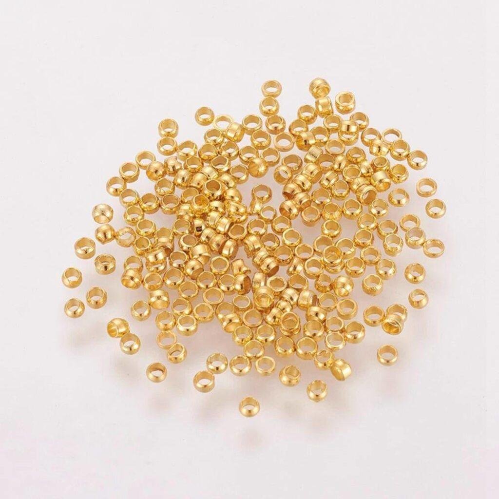 Knijpkralen goudkleurig 2 mm — 100 stuks