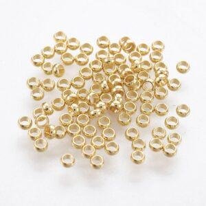 RVS knijpkralen gold plated 2 mm — 50 stuks