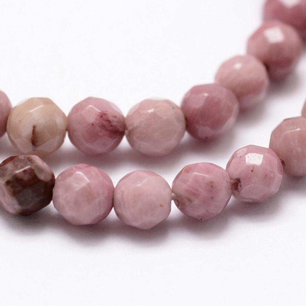 Rhodochrosiet facetkralen 4 mm — circa 100 stuks