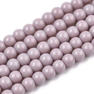 Ronde glaskralen oudroze 4–4,5 mm — circa 90 stuks