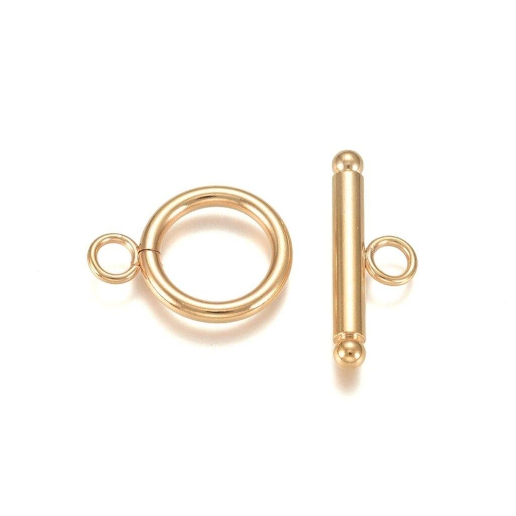 RVS kapittelsluiting goudkleurig 18,5 × 14 mm — 3 stuks