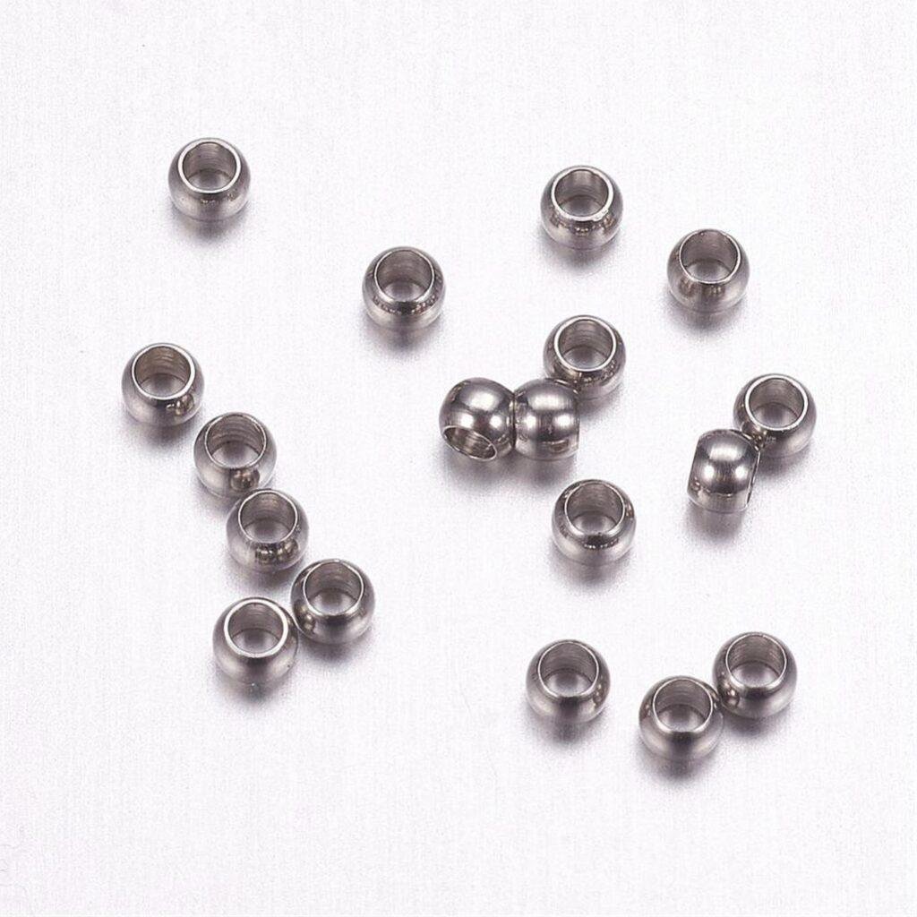 RVS knijpkralen zilverkleurig 2 mm — 60 stuks