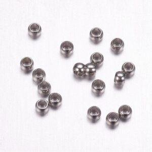 RVS knijpkralen zilverkleurig 2 mm — 60 stuks
