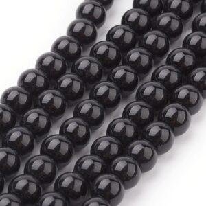 Zwarte glaskralen 6 mm — 130 stuks